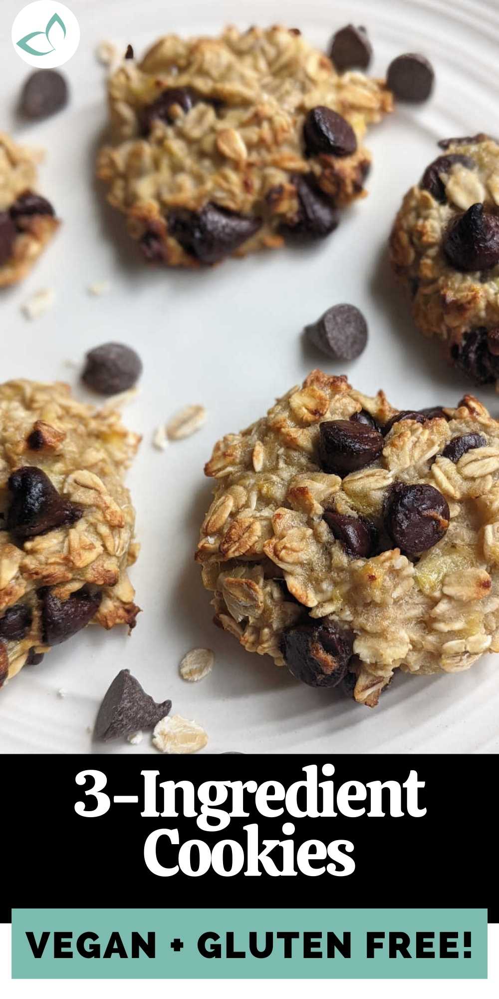 Pinterest image for 3 ingredient banana oatmeal cookie recipe.