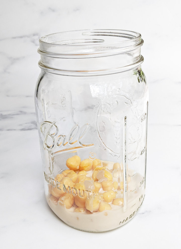 Sweet Potato & Chickpea Mason Jar Salad with Maple Tahini Dressing