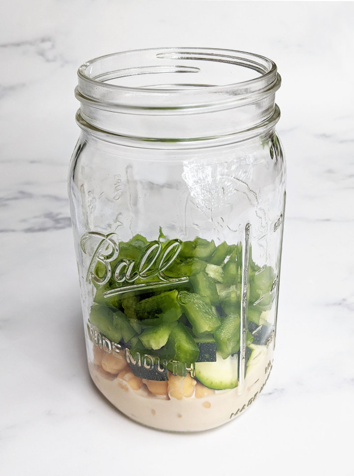 Sweet Potato & Chickpea Mason Jar Salad with Maple Tahini Dressing