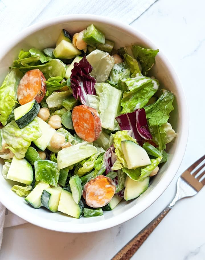 Sweet Potato & Chickpea Mason Jar Salad with Maple Tahini Dressing