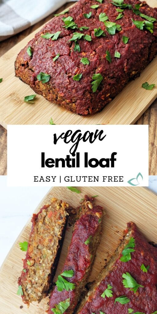 A perfect replacement for meatloaf - this lentil loaf is delicious and full of flavor! It's perfect to serve for the holidays or just when you want a classic meatloaf made vegan style. #vegan #lentilloaf #veganroast #veganmeatloaf #glutenfree