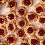 Cherry almond thumbprint cookies.