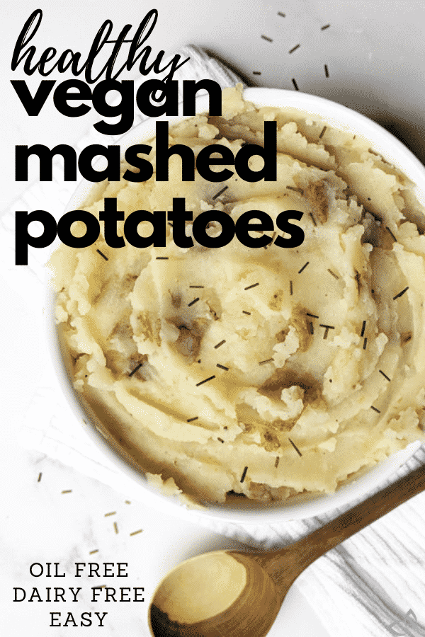 These creamy vegan mashed potatoes are a delicious and healthy addition to a Thanksgiving or Christmas meal. This recipe is oil-free and made without butter and cream but still incredibly flavorful and creamy with this one trick! vegan mashed potatoes | healthy mashed potatoes | vegan side dish