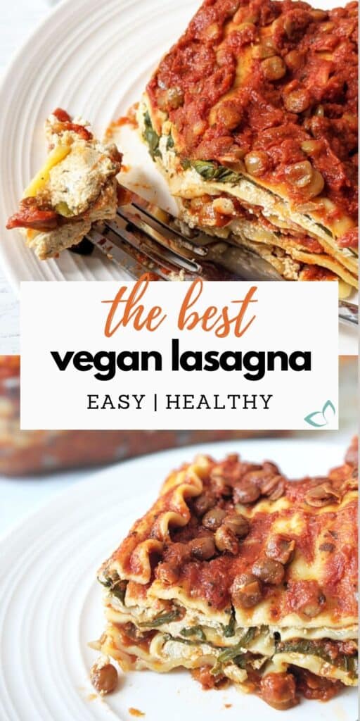 The BEST vegan lasagna ever that also happens to be the easiest and healthiest. No mock meat and cheese here, just simple whole food ingredients. But don't be fooled—this healthy plant-based lasagna is full of flavor! Made with a tofu ricotta and hearty lentils, you'll be wanting seconds! Vegan lasagne | Lentil lasagna | vegan lasagna recipe | gluten free lasagna | oil free recipe | vegan meal prep recipe | how to make lasagna | tofu ricotta