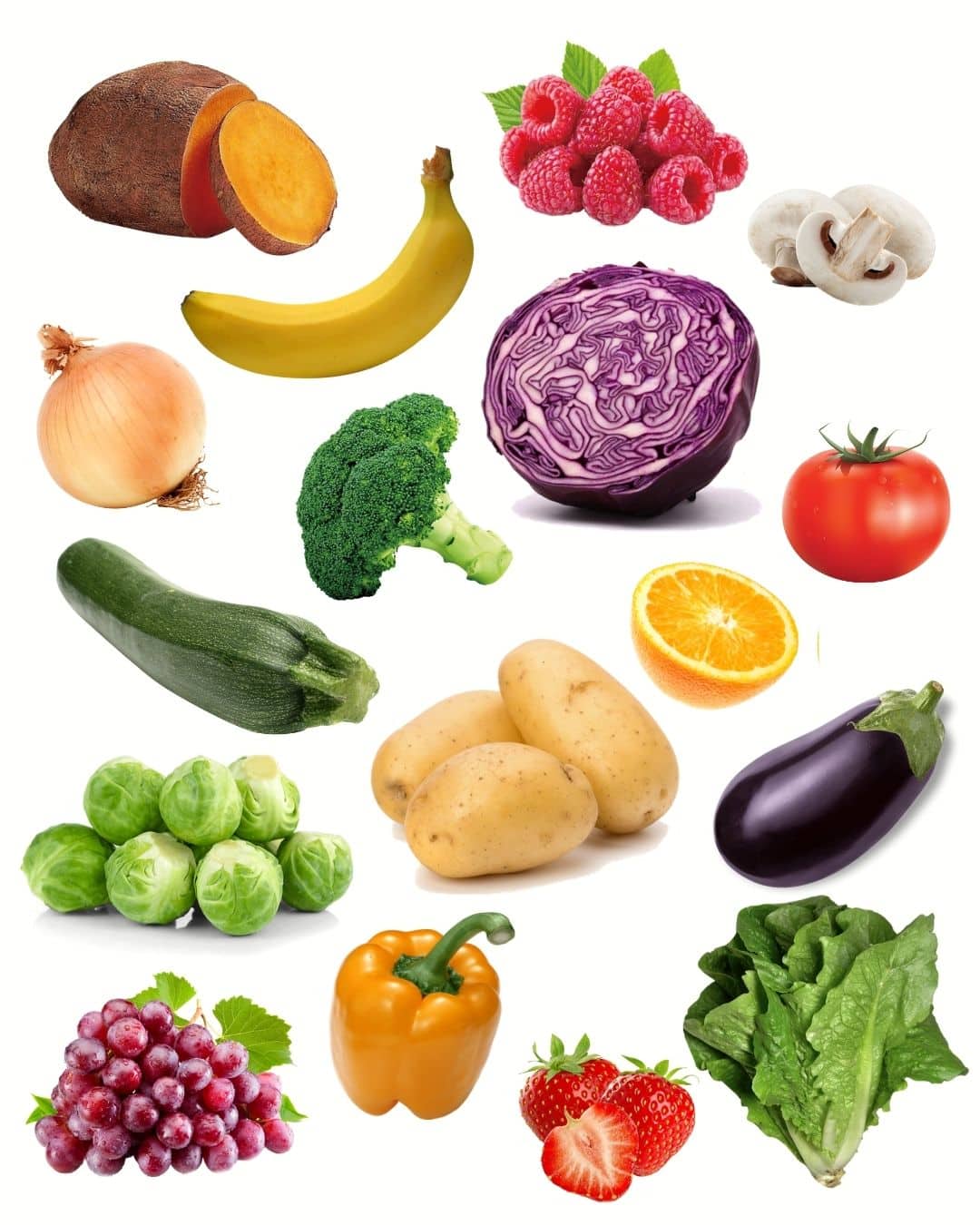 collage of a variety of fruits and vegetables