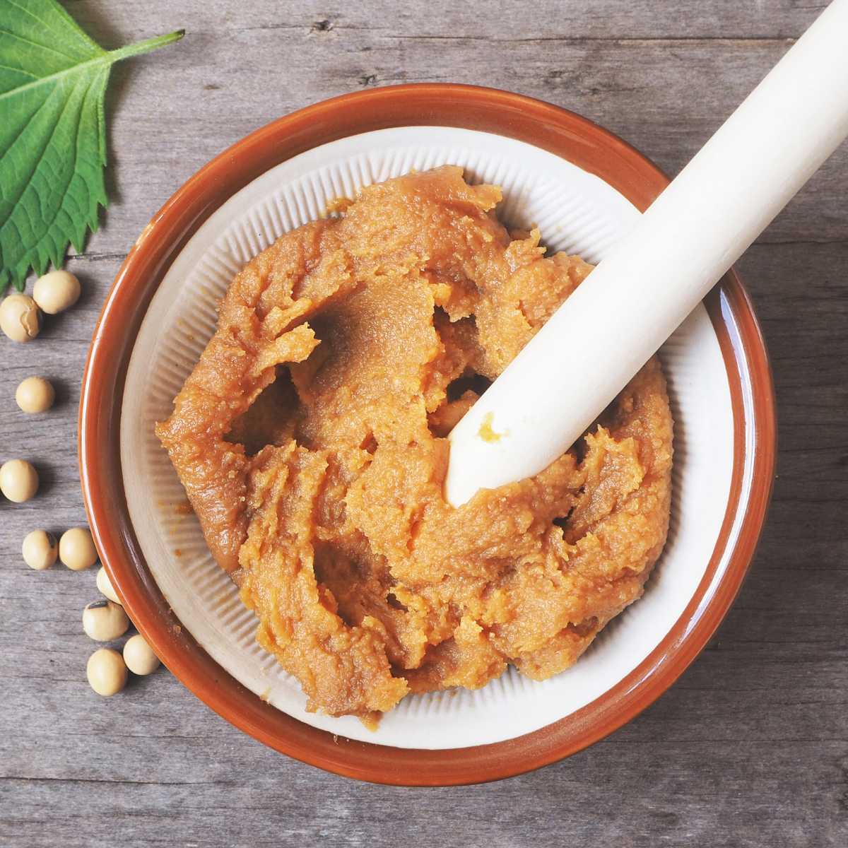 White miso paste in a bowl.