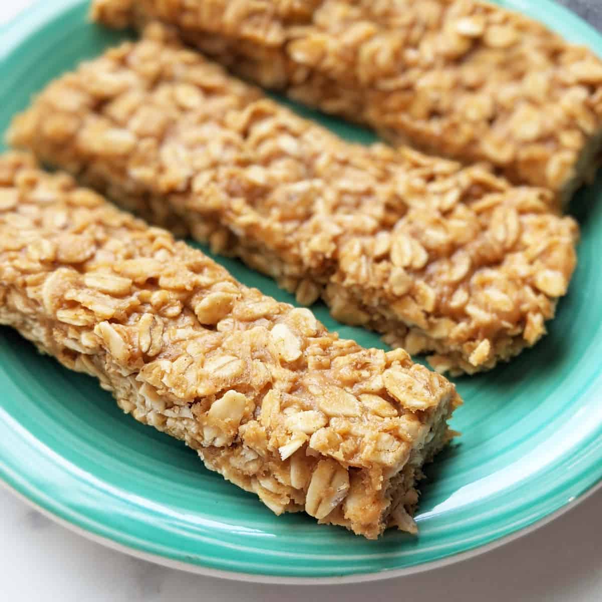 Granola bars on a plate.