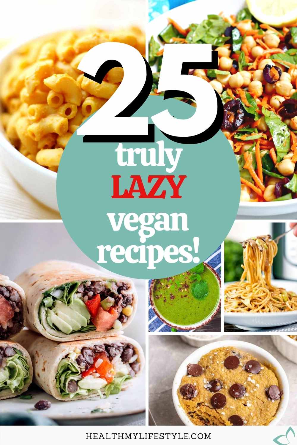 Collage of lazy vegan recipes.