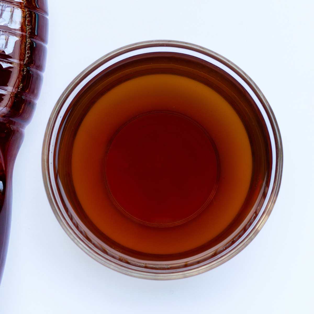 Vegan fish sauce in a glass bowl.