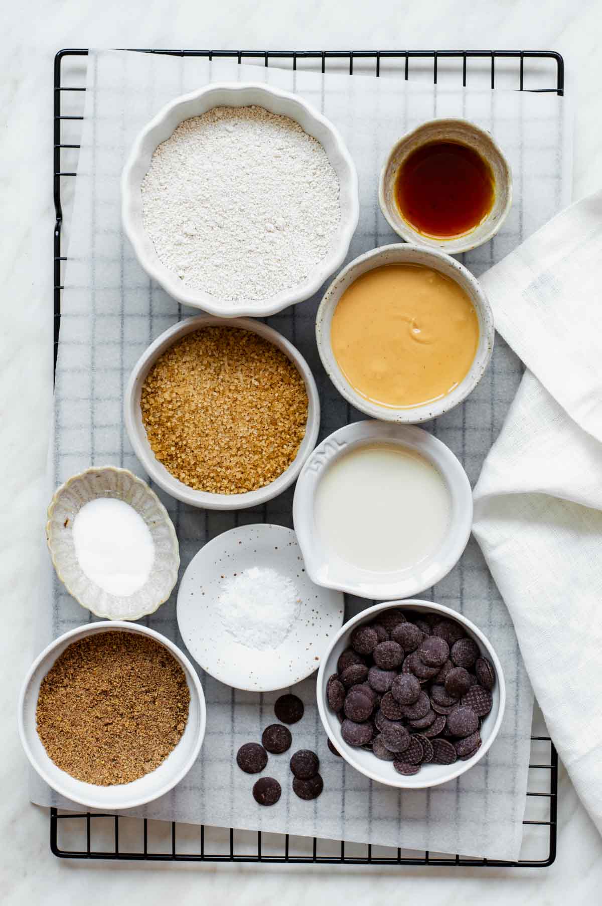 Gathered ingredients for making oat flour cookies.