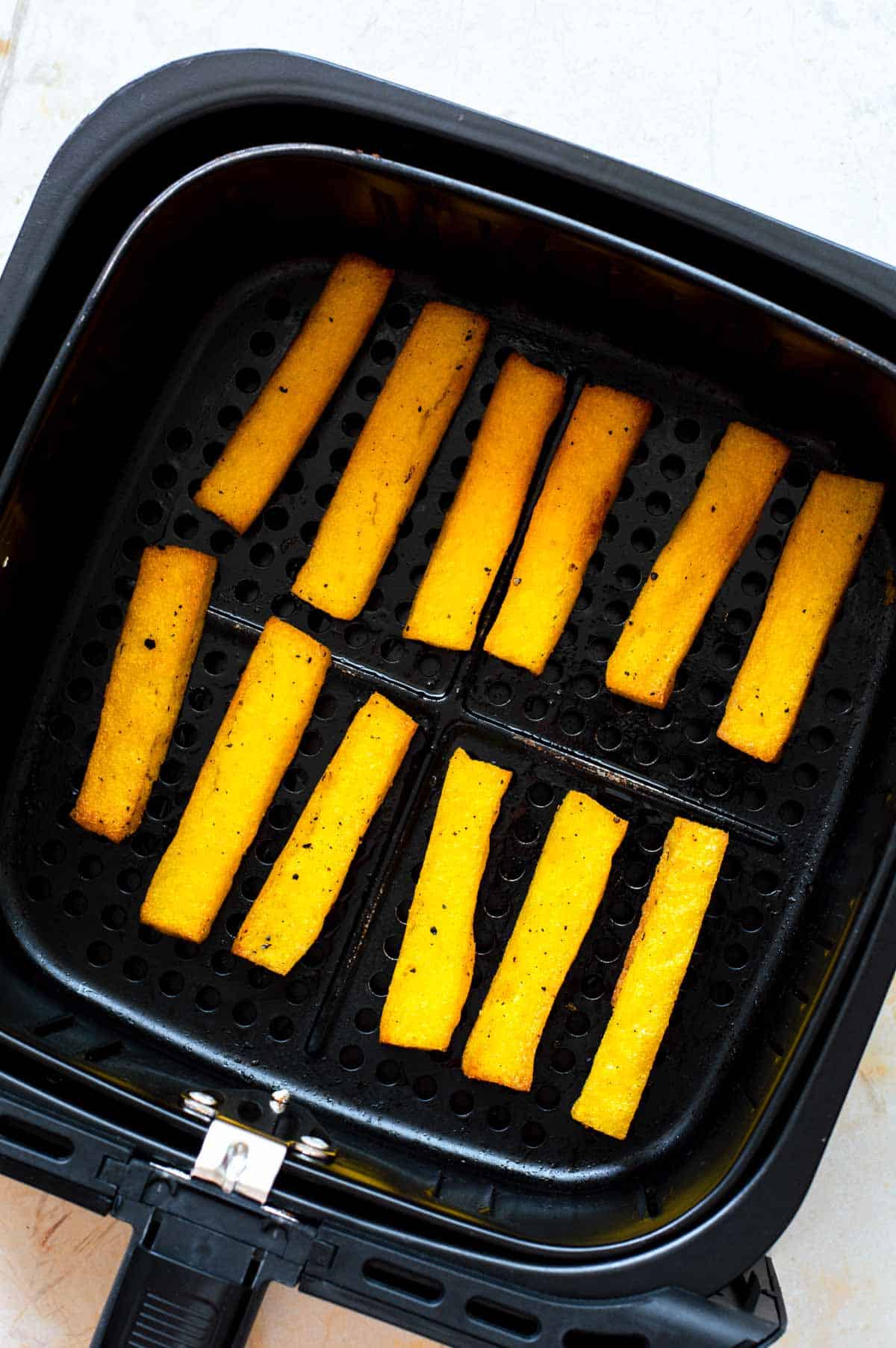 Air fried polenta fritas.
