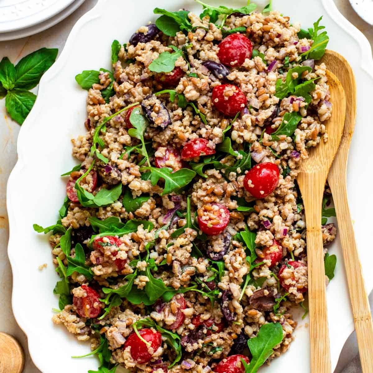 Simple Ancient Grains Salad with Tahini Dressing