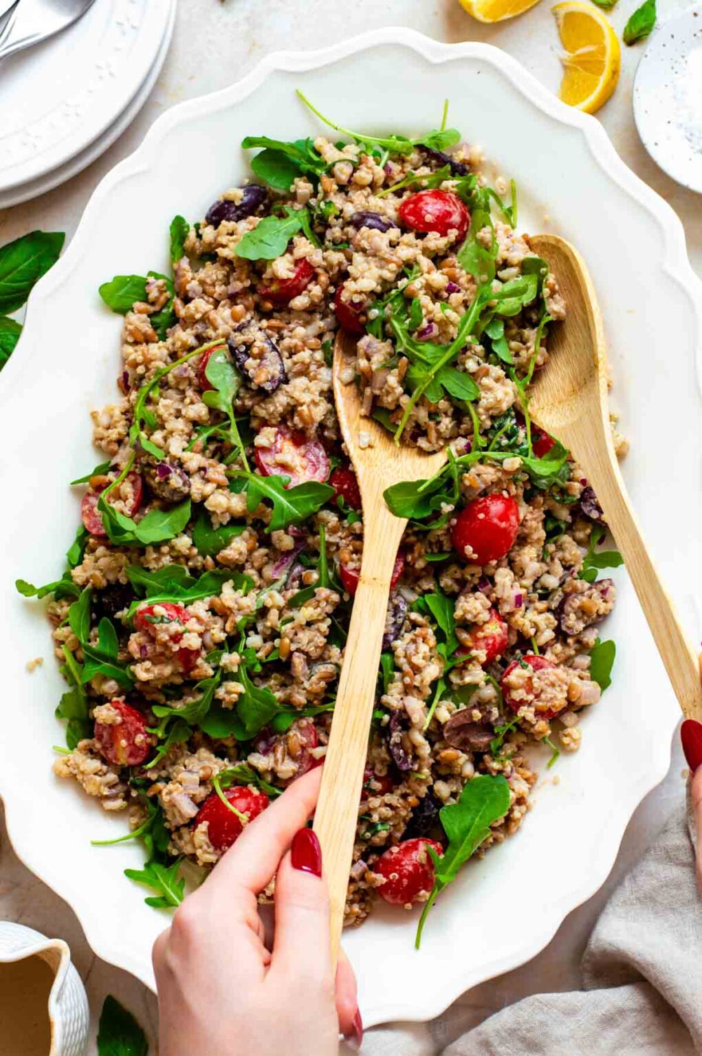 Simple Ancient Grains Salad with Tahini Dressing