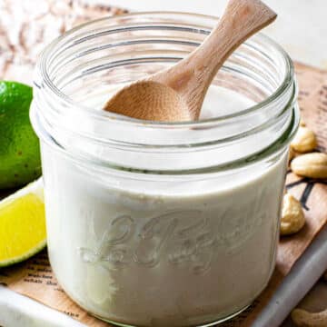 Vegan crema in a glass jar.