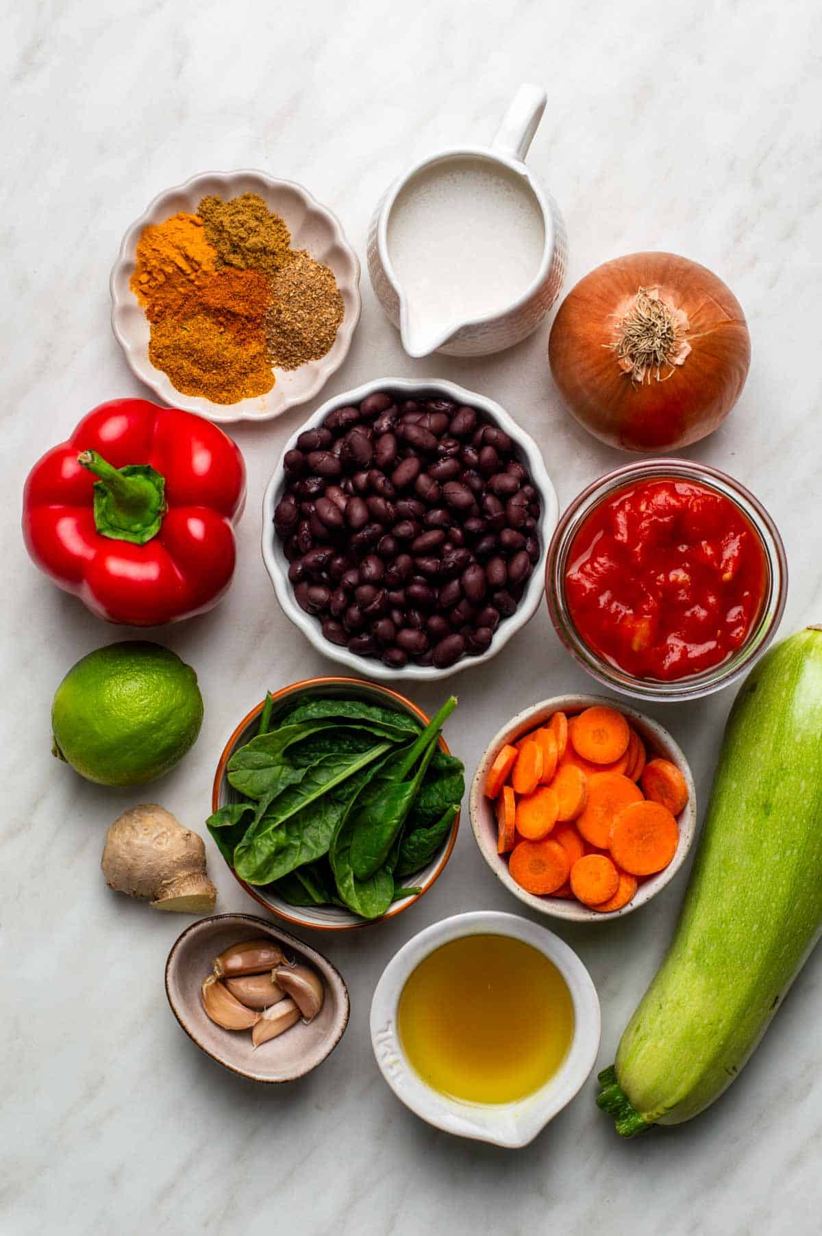 Ingredients for Black bean curry.